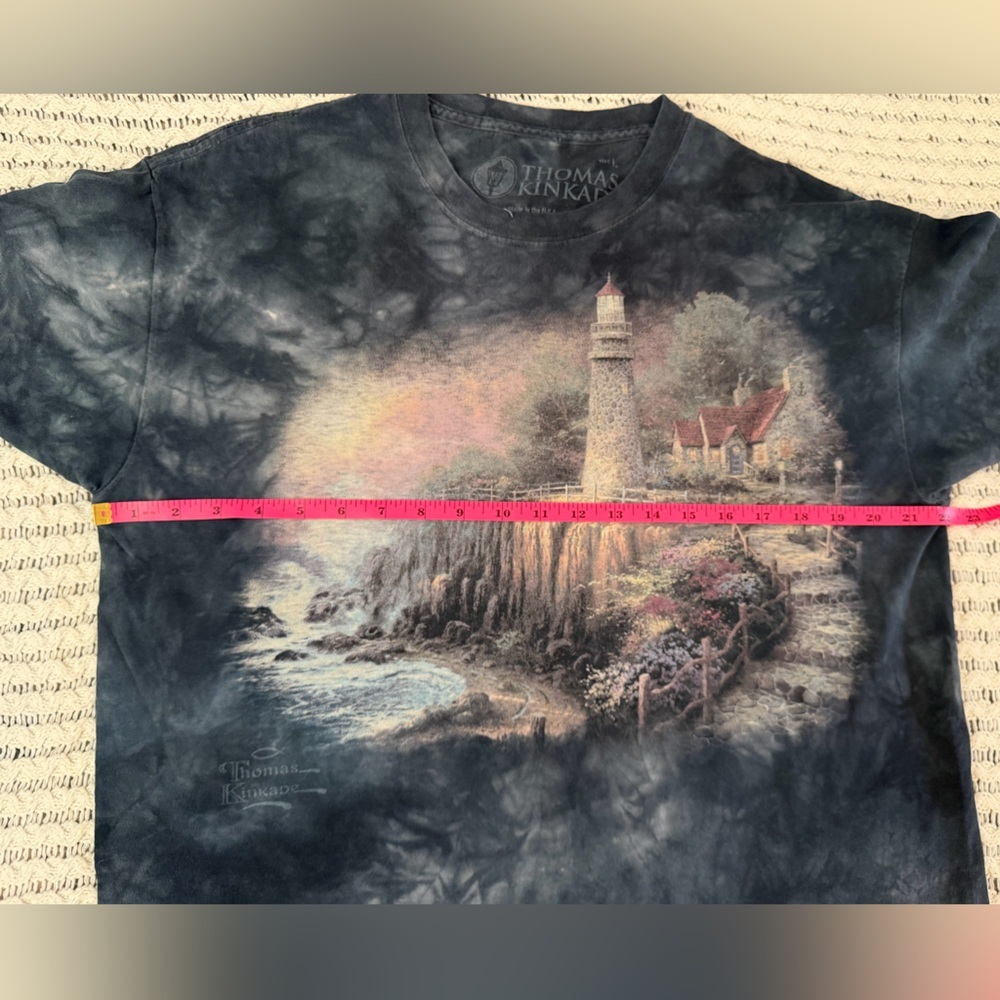 THOMAS KINKAD Tie Dye Nautical Lighthouse Graphic Cotton Shirt Unisex Size L - Picture 8 of 9